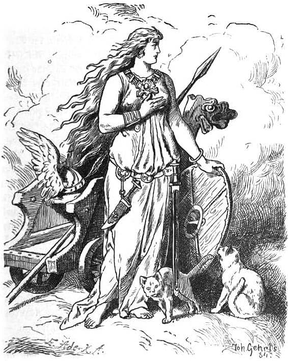 Freya by Johannes Gehrts. Note the cats at her feet&hellip; they used to tow her chariot!